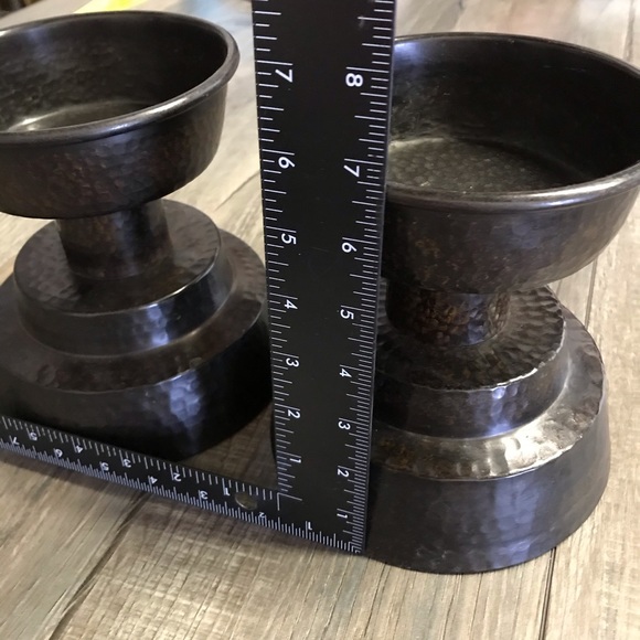 Pottery Barn Pounded Bronze Pillar Holder Set of 2 - Picture 6 of 11
